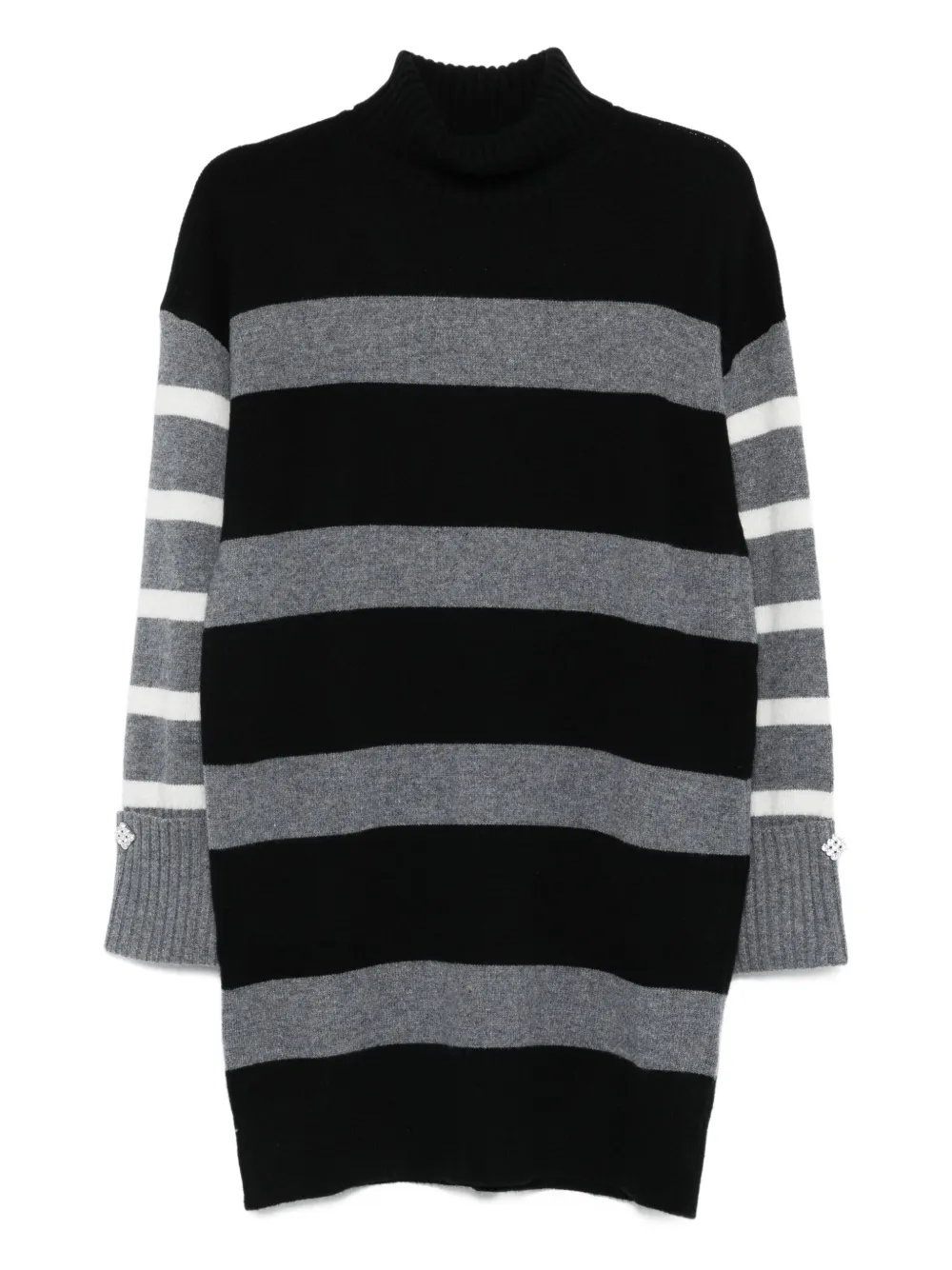 LIU JO striped turtleneck sweater Zwart