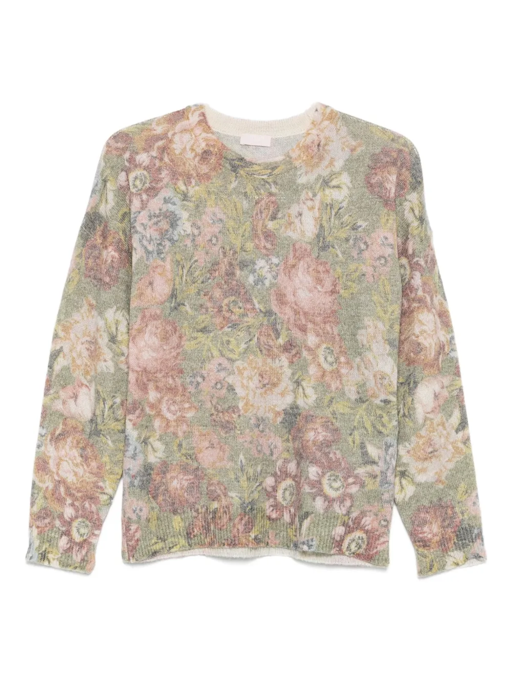 LIU JO floral-print crew-neck sweater Groen
