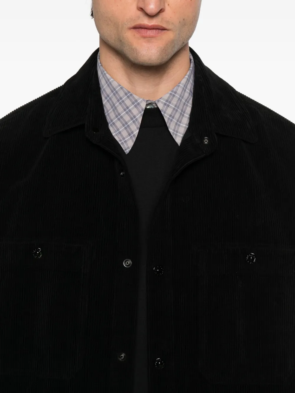 Stone Island long-sleeved cotton shirt Zwart