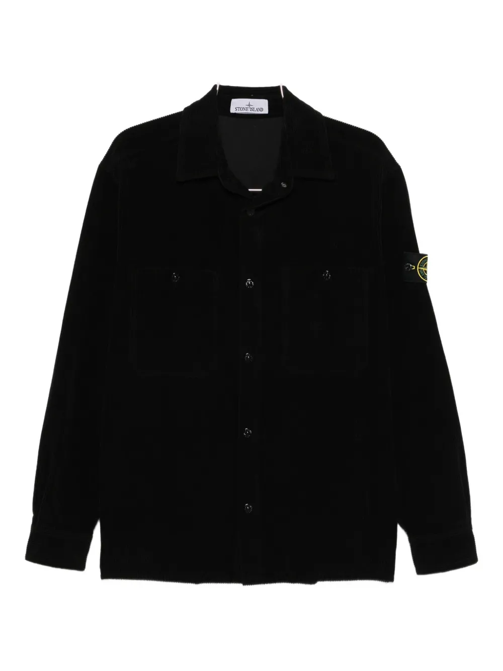 Stone Island long-sleeved cotton shirt Zwart