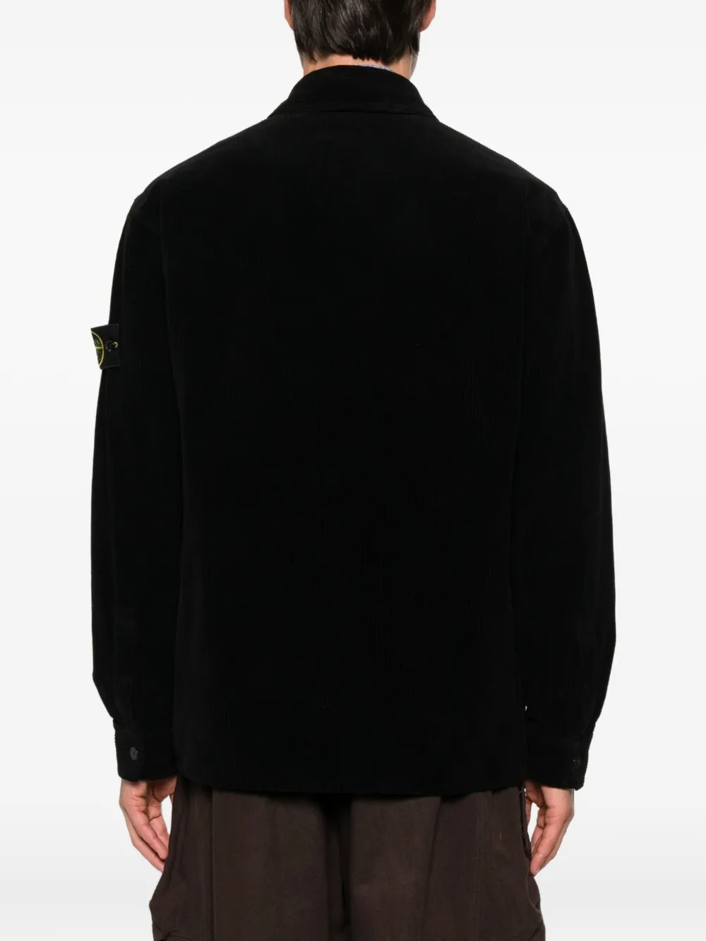 Stone Island long-sleeved cotton shirt Zwart