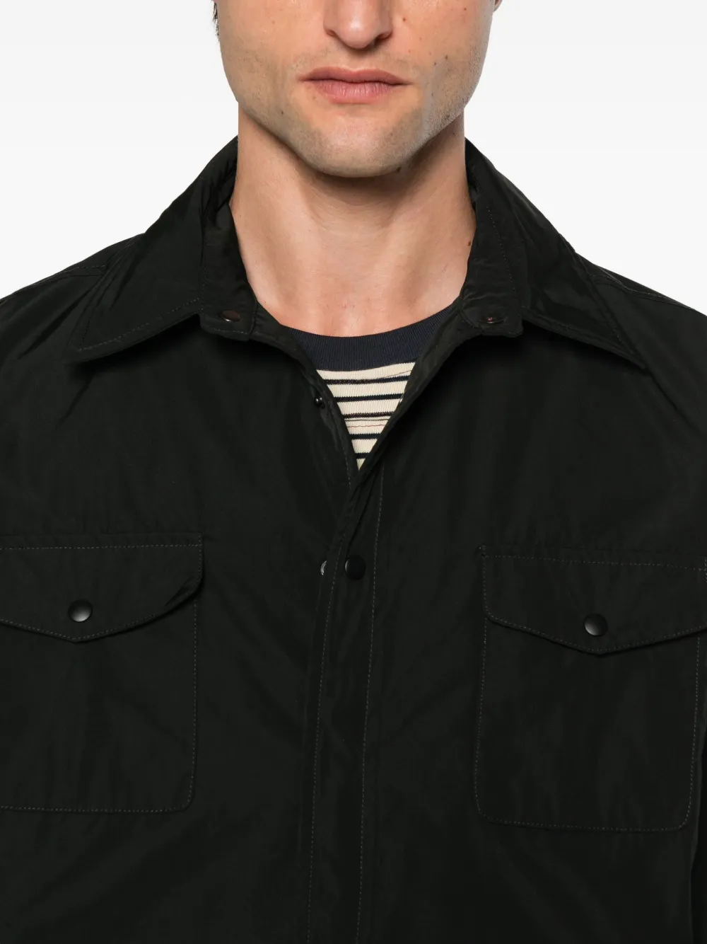 ASPESI buttoned flap-pocket shirt jacket Zwart