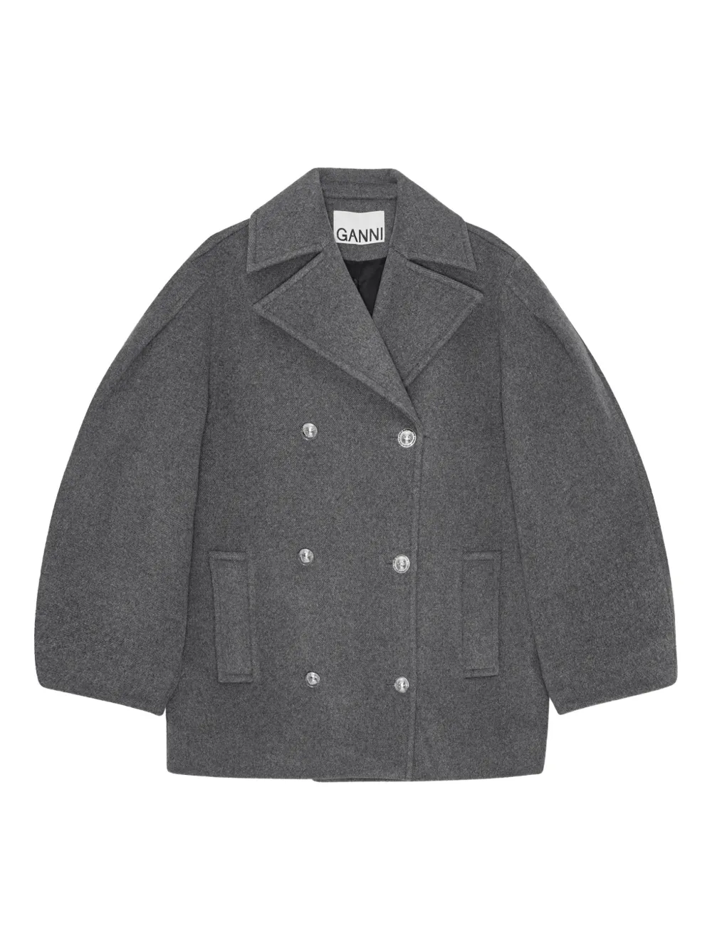 GANNI buttoned double-breasted peacoat | gris | Image 1