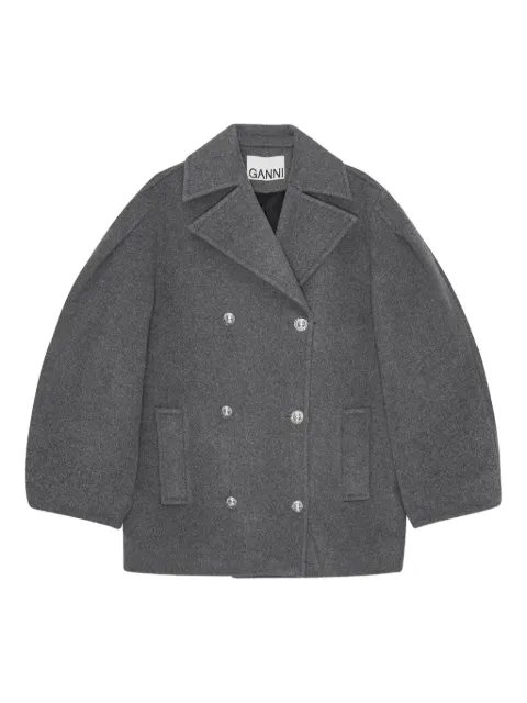 GANNI buttoned double-breasted peacoat