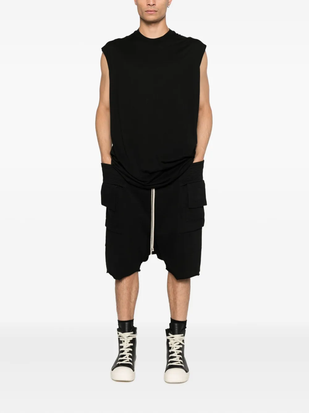 Rick Owens DRKSHDW Tarp sleeveless raw-edge T-shirt - Zwart