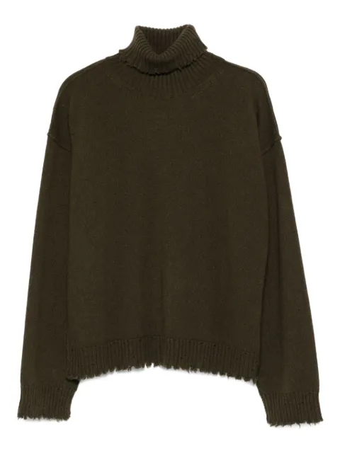Uma Wang high-neck frayed-hem sweater