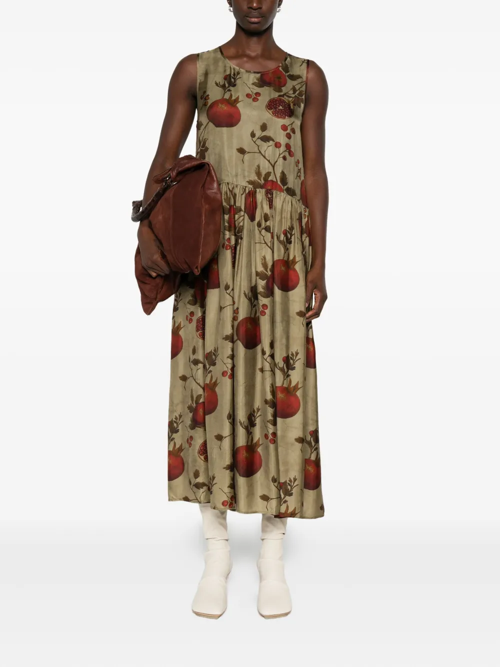 Uma Wang pomegranate-print sleeveless dress - Groen