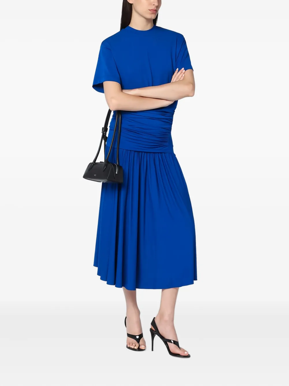 Ferragamo Asymmetrische jurk met gesmockte taille - Blauw