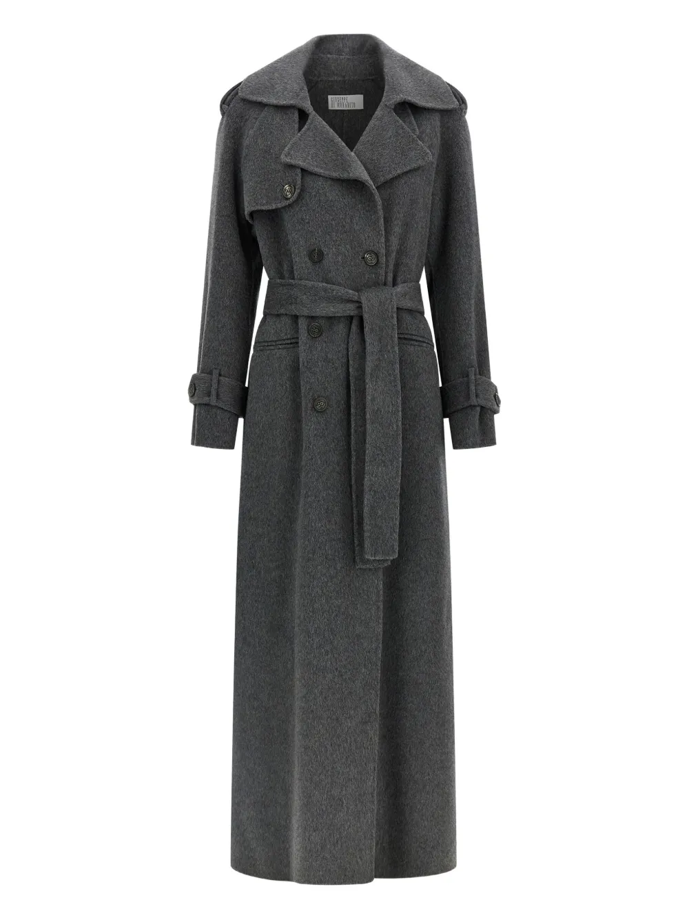belted double-breasted wool coat