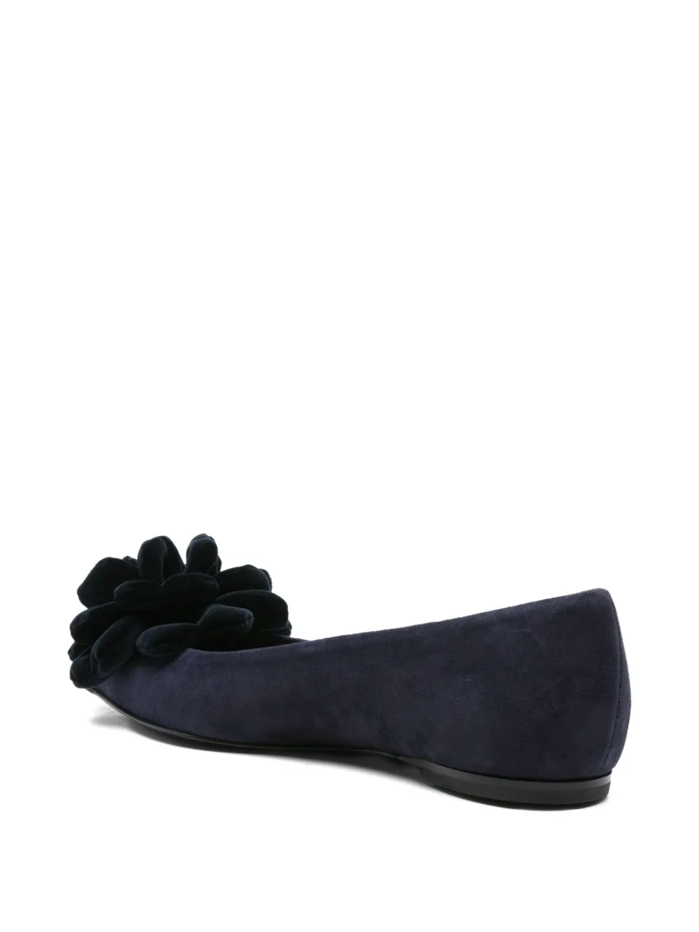 Agl Attilio Giusti Leombruni Flower-embellished Suede Flat Pumps In Blue