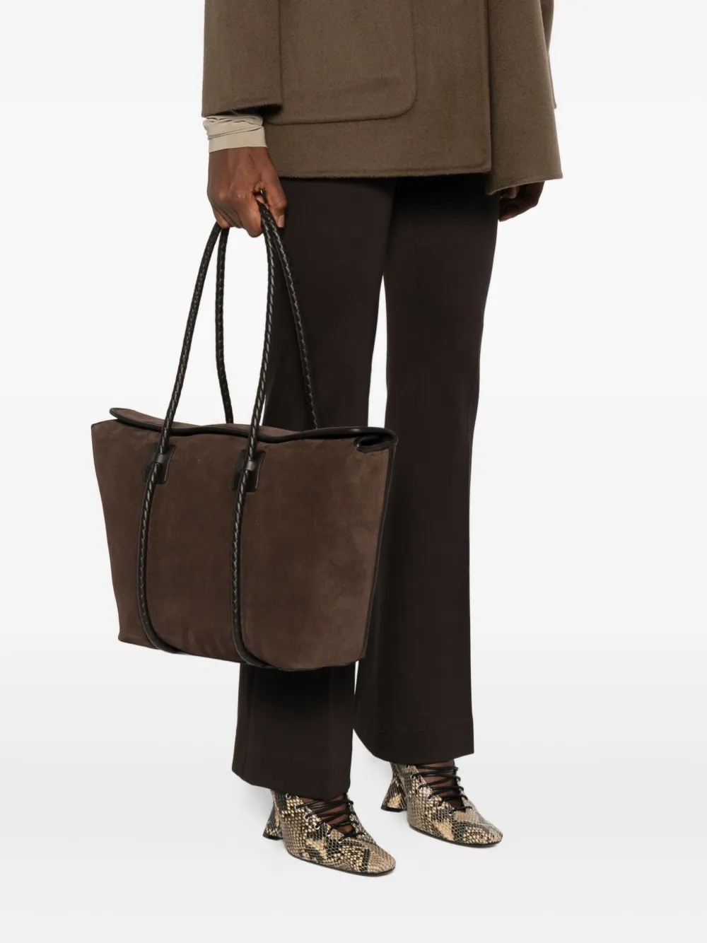 Hereu Forna braided suede tote bag - Bruin