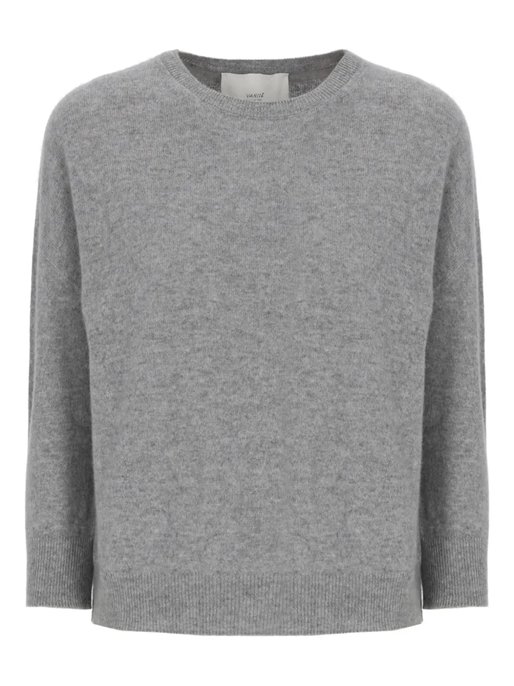 Vanisé Ribbed-trim Crew-neck Sweater In Gray