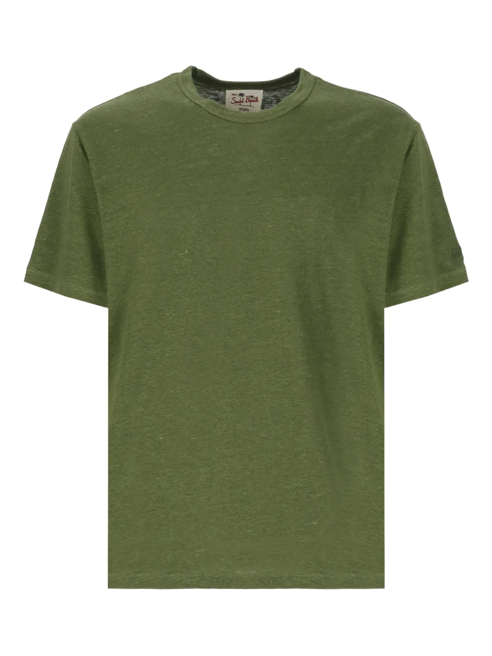 Mc2 Saint Barth Linen Round-neck T-shirt In Green