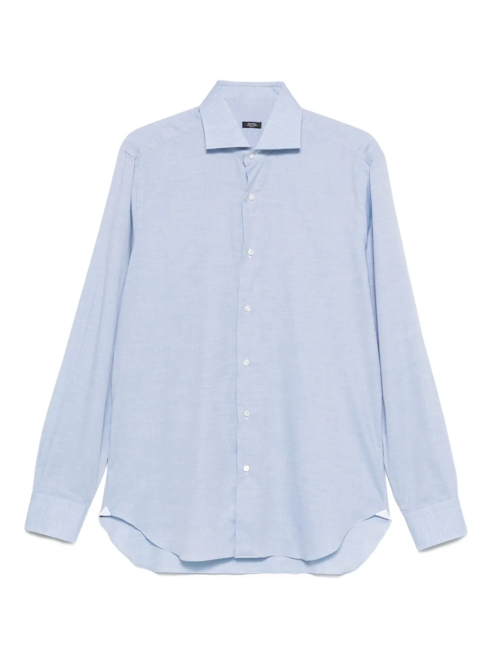 Barba micro-check cotton shirt Blauw