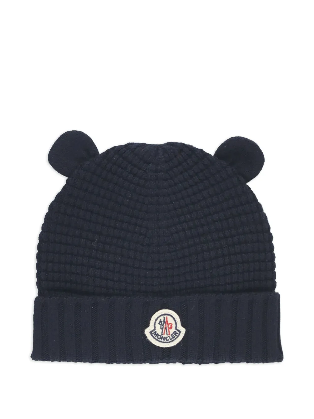 Moncler Enfant Muts met oorkleppen en textuur Blauw