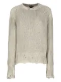Avant Toi frayed crew-neck sweater - Neutrals