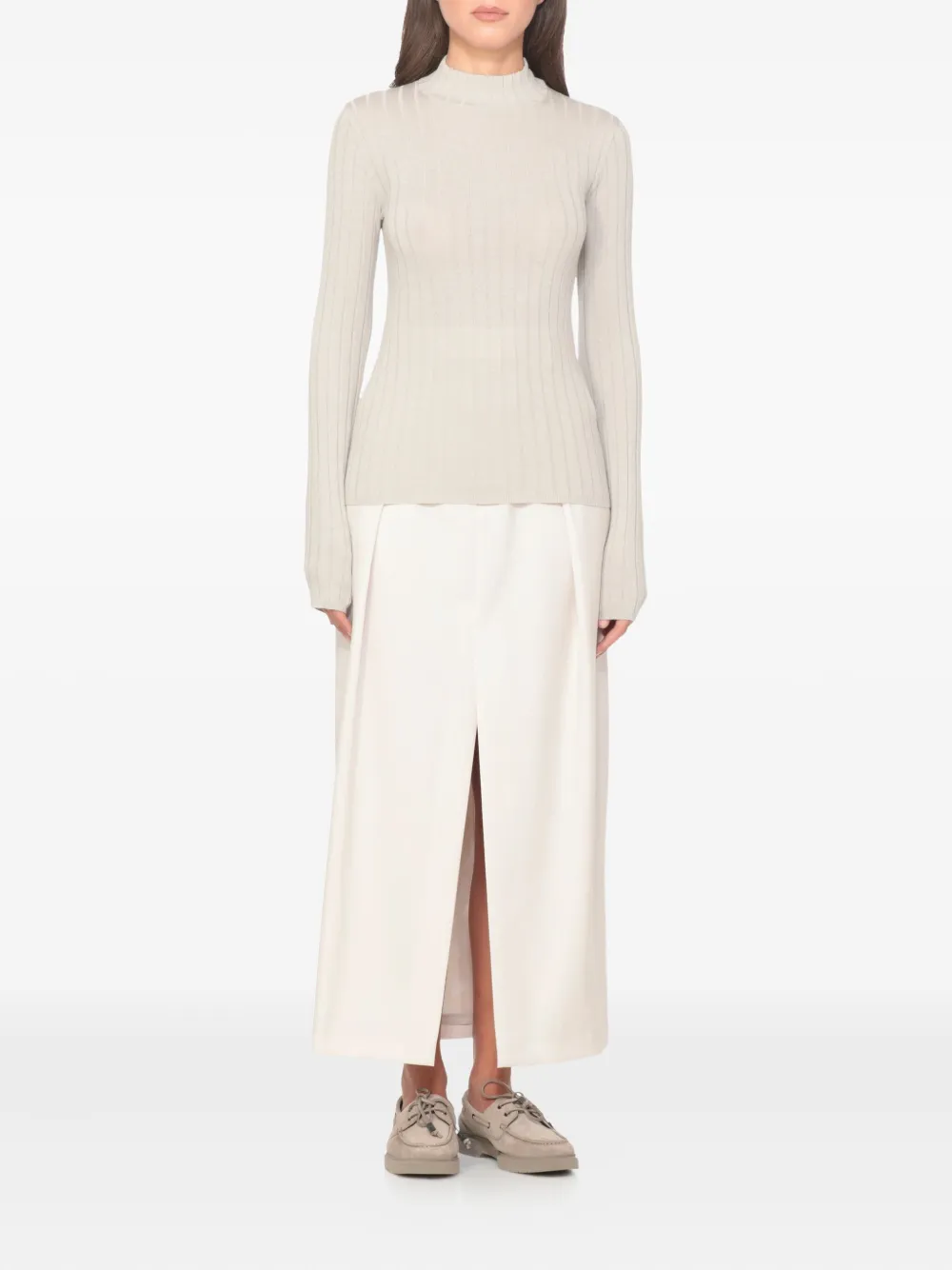 Brunello Cucinelli Geribbelde lurex trui Beige