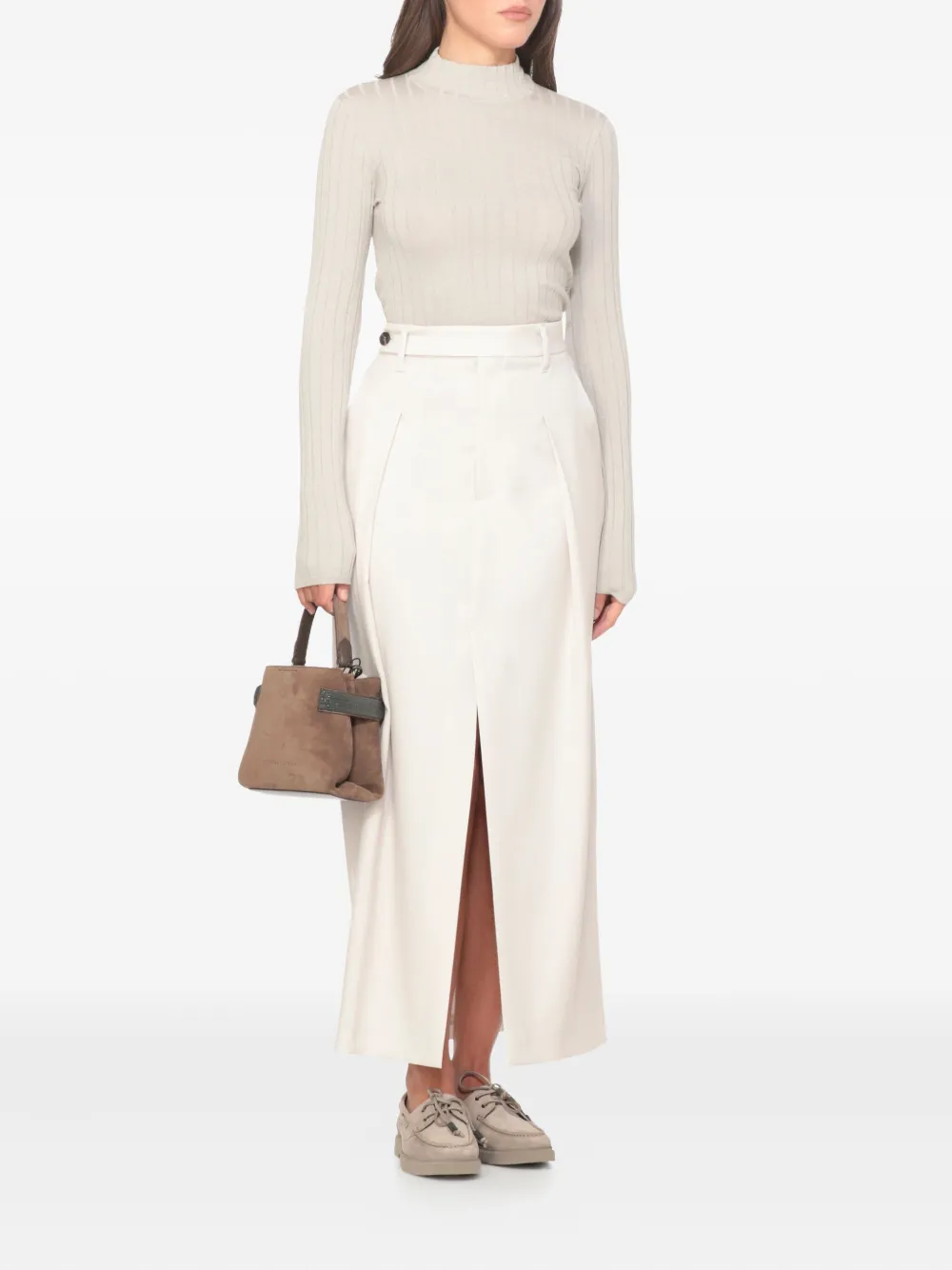 Brunello Cucinelli Geribbelde lurex trui Beige