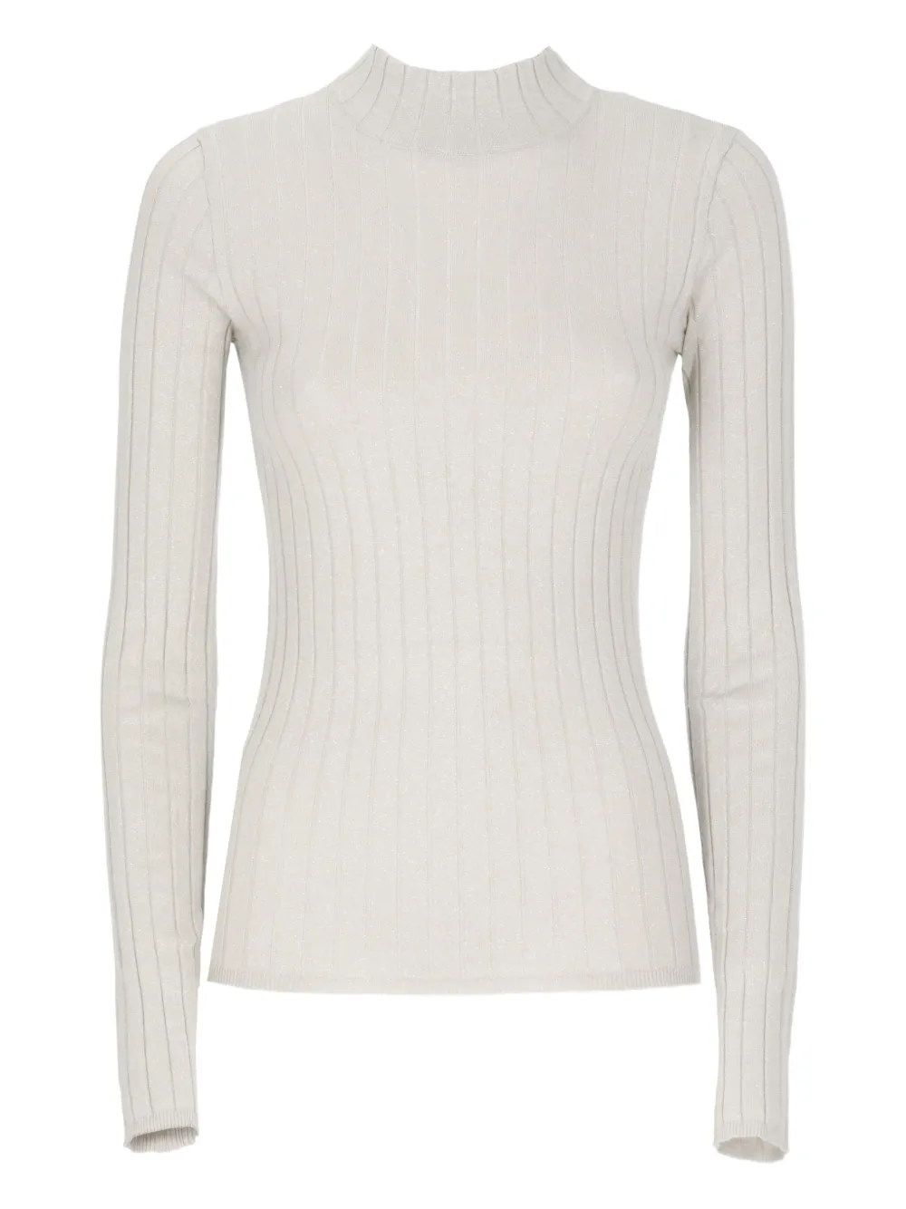 Brunello Cucinelli lurex ribbed sweater Beige