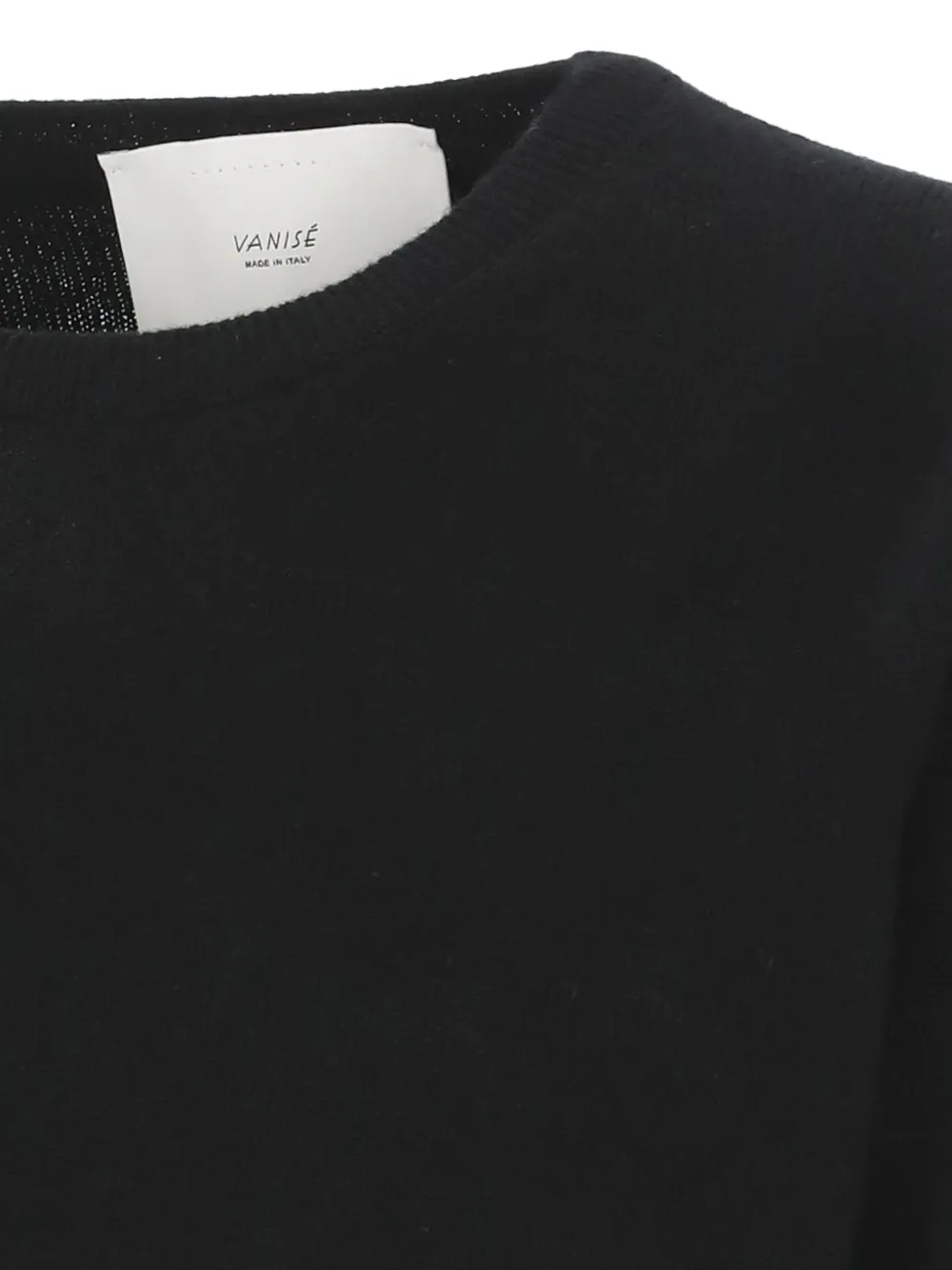 Vanisé Black Cashmere Sweater With Ribbed Trims In Black