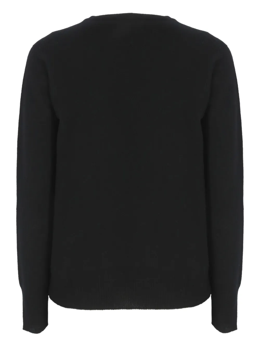 Vanisé Black Cashmere Sweater With Ribbed Trims In Black