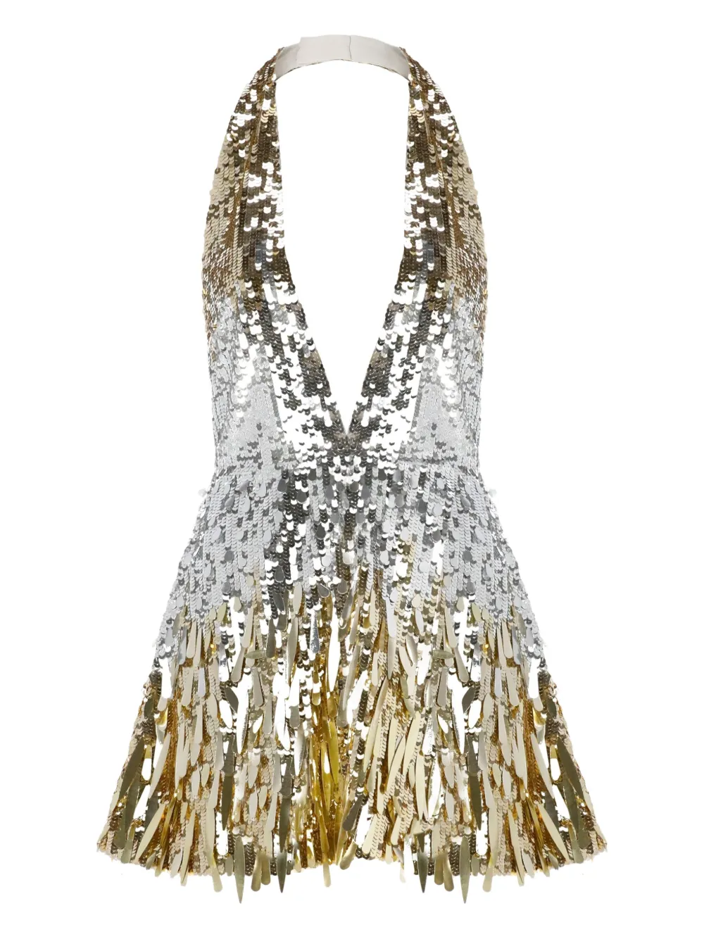 sequin-embellished halterneck mini cocktail dress