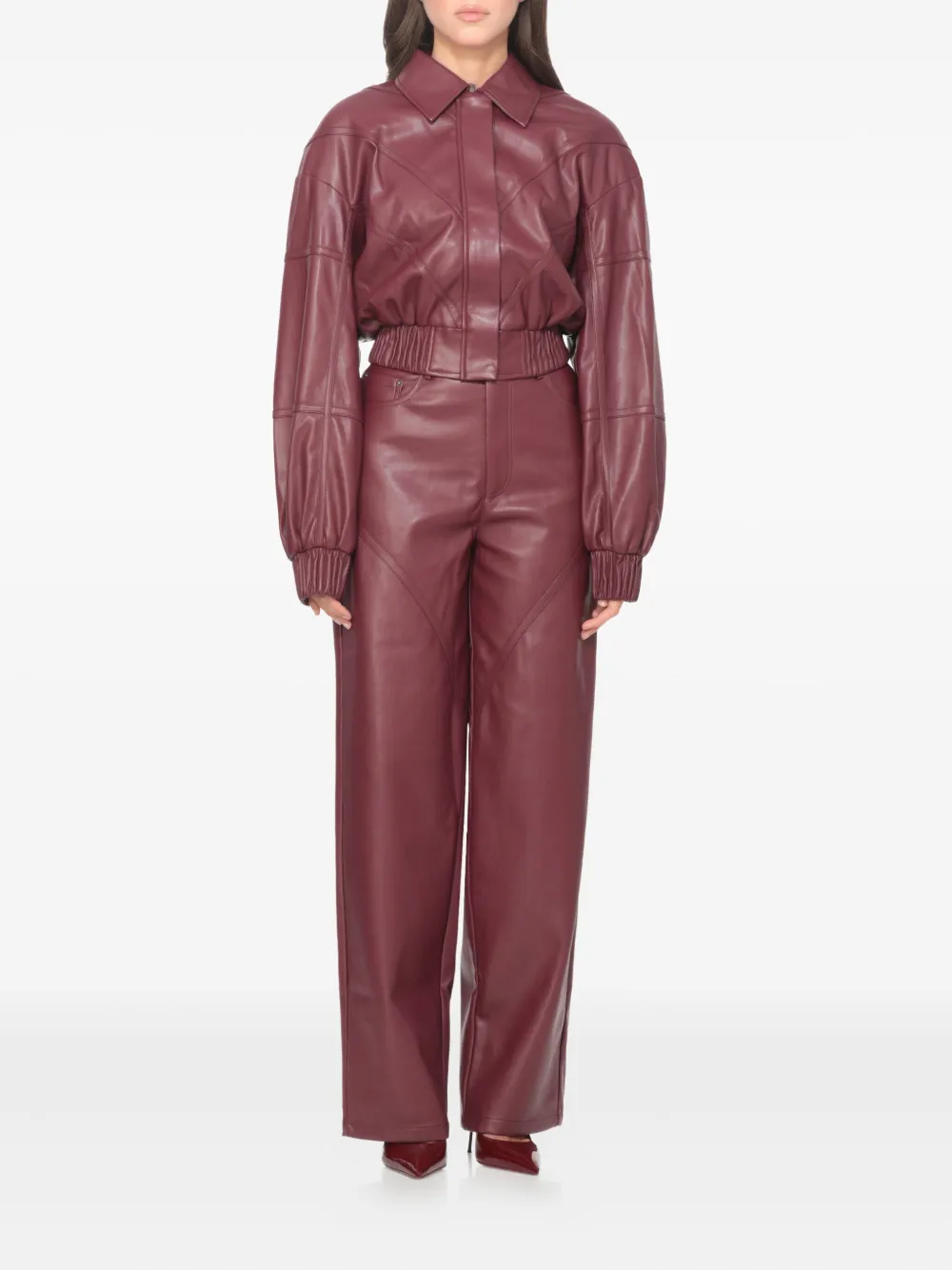 ROTATE BIRGER CHRISTENSEN panelled zip-front fitted jacket Rood