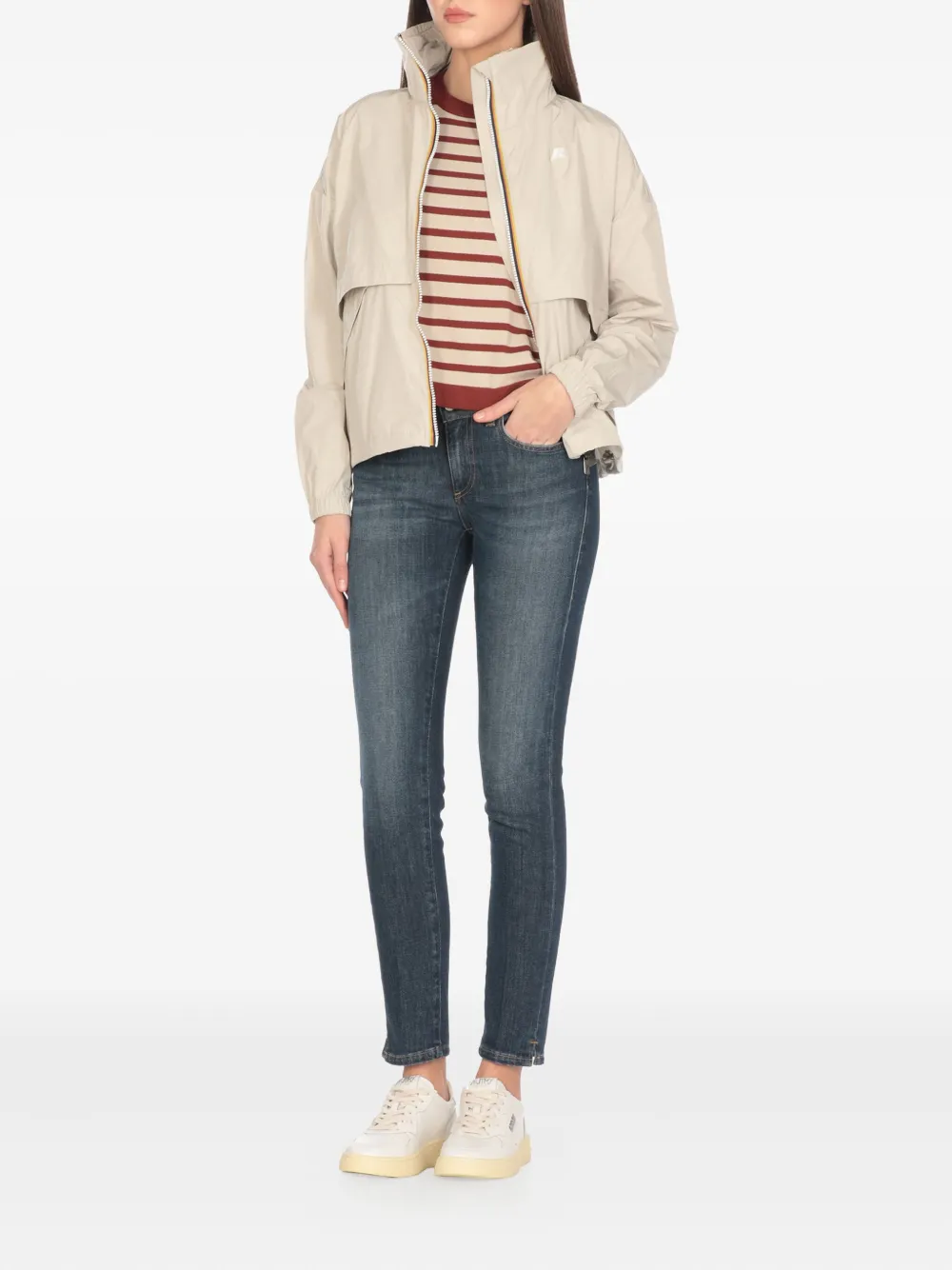  K-way Aubette High-neckline Foldable-hood Jacket - Neutrals 