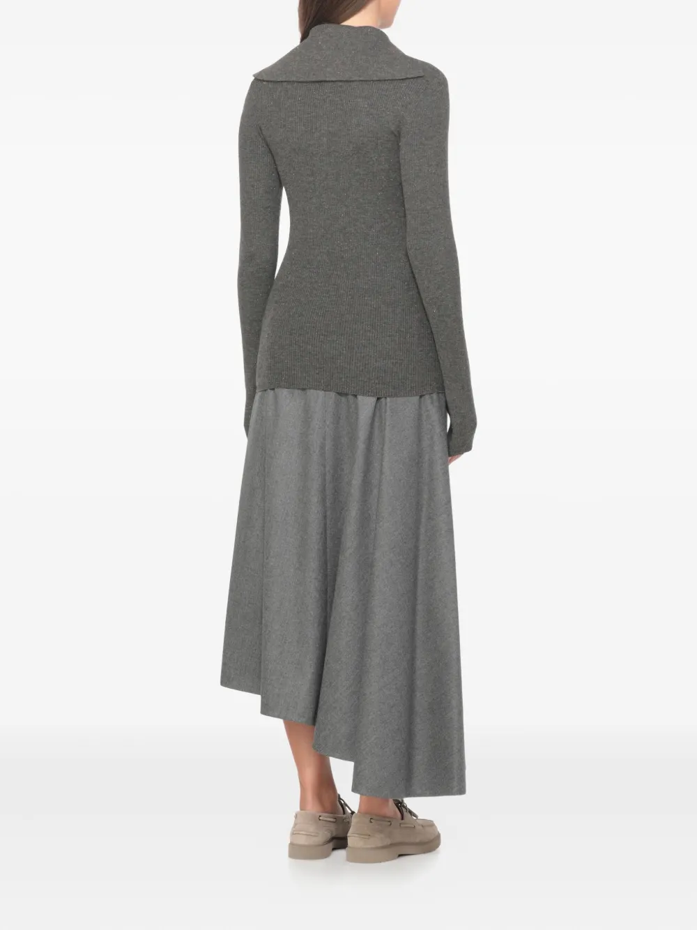 Brunello Cucinelli Trui met lurex knopen Grijs