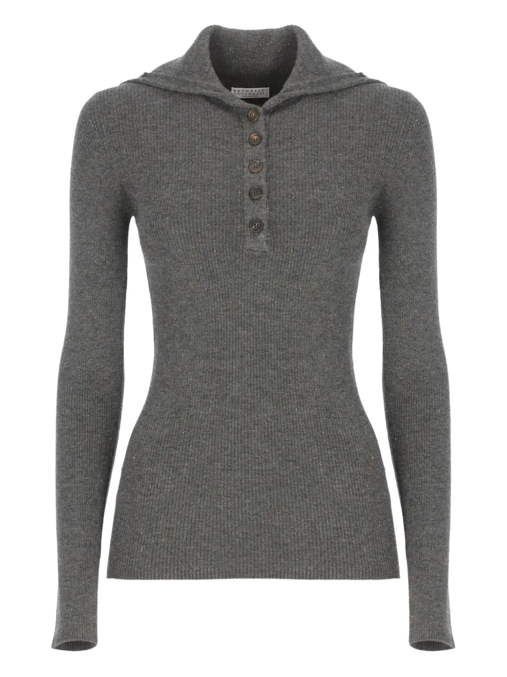 Brunello Cucinelli lurex-detail button sweater Grijs