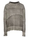 Avant Toi ribbed distressed cashmere-silk blend sweater - Grey