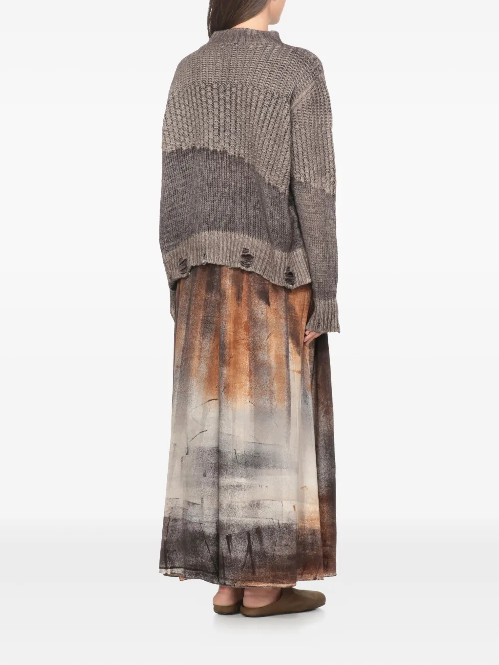 Avant Toi Ribbed Distressed Cashmere-silk Blend Sweater In Gray