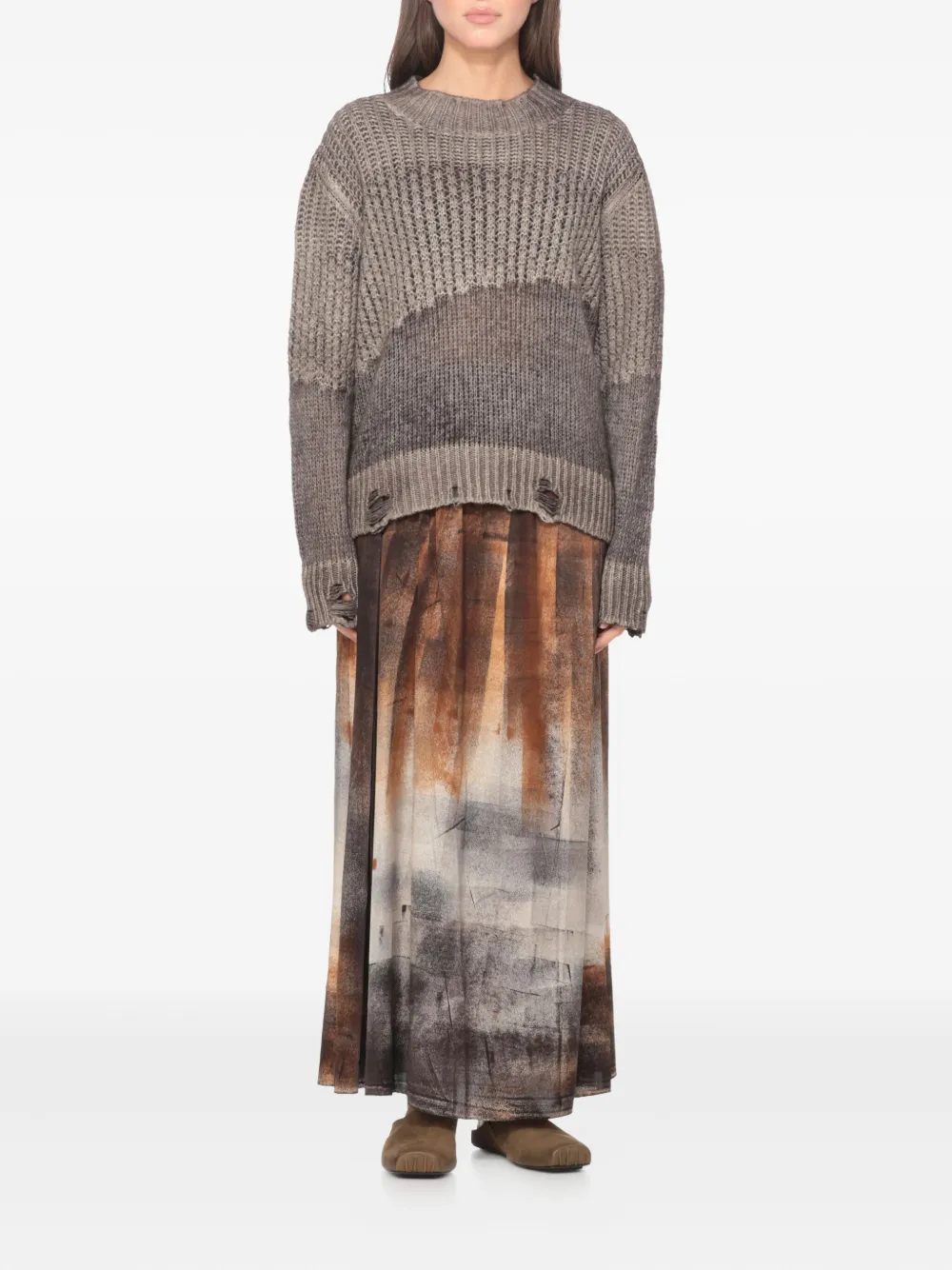 Avant Toi ribbed distressed cashmere-silk blend sweater | Knitted Sweaters | Image 2