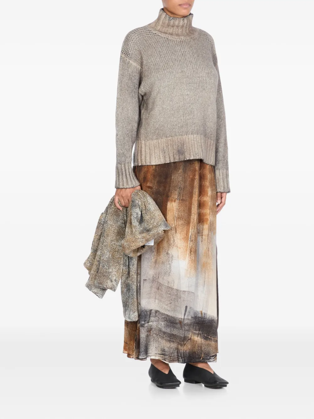 Avant Toi Cashmere Blend High Neck Sweater In Gray