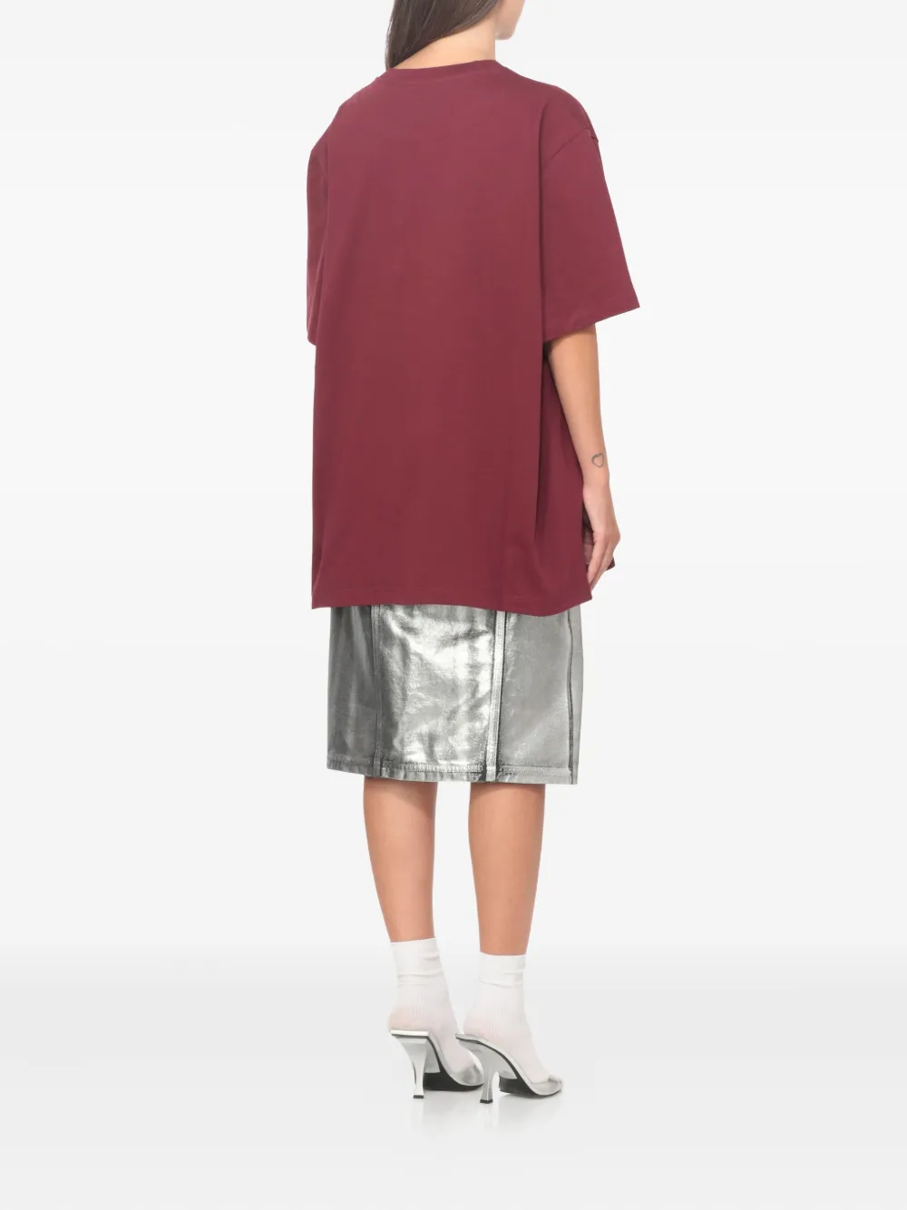 The Attico T-shirt met zijsplit Rood
