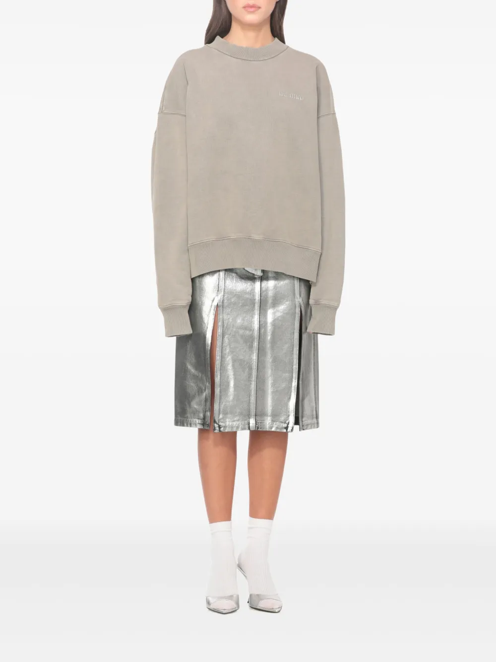 The Attico Sweater met geborduurd logo Beige