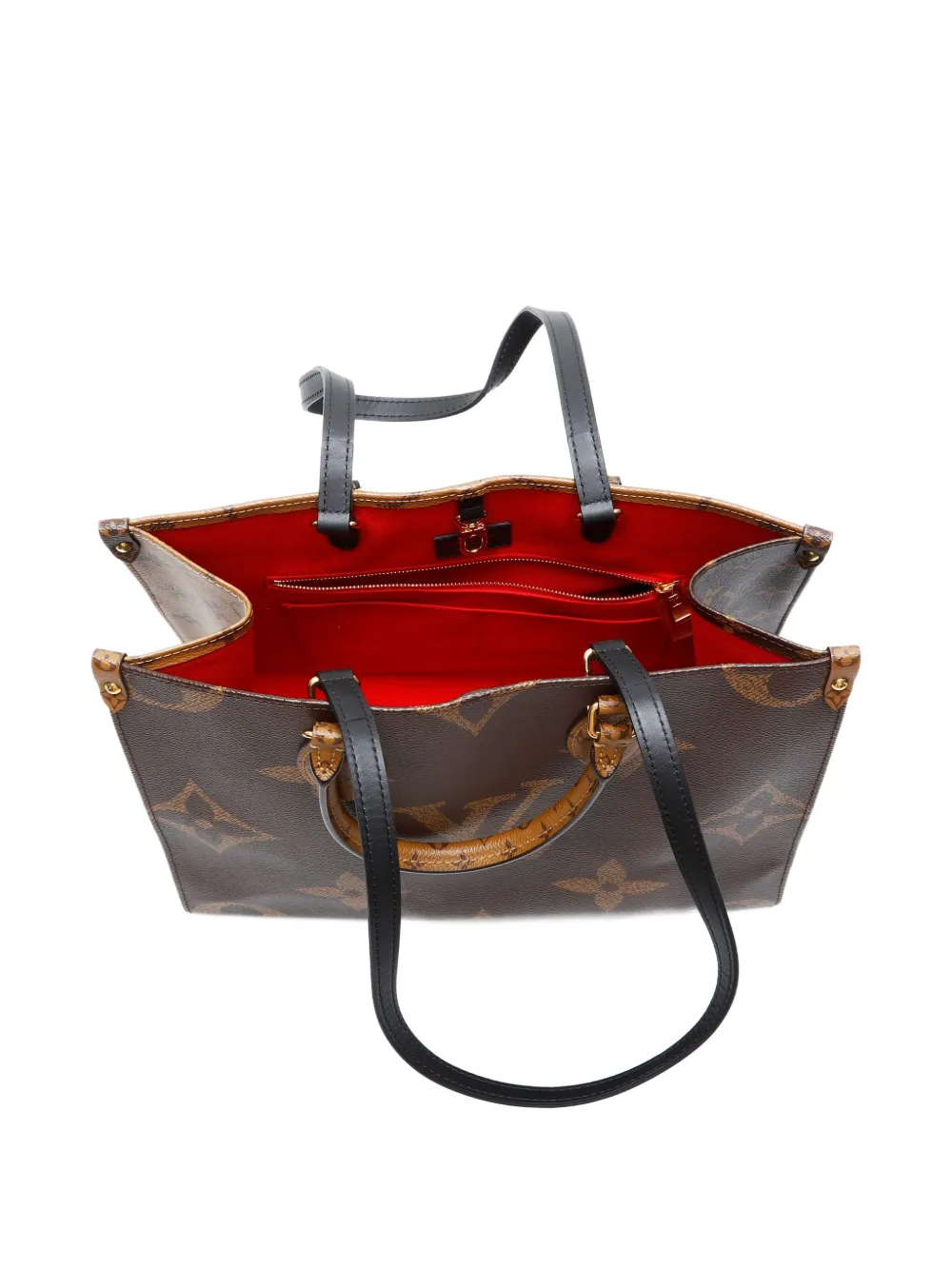 Pre-owned Louis Vuitton 2020 Giant Monogram On The Go Mm Tote Bag In Brown