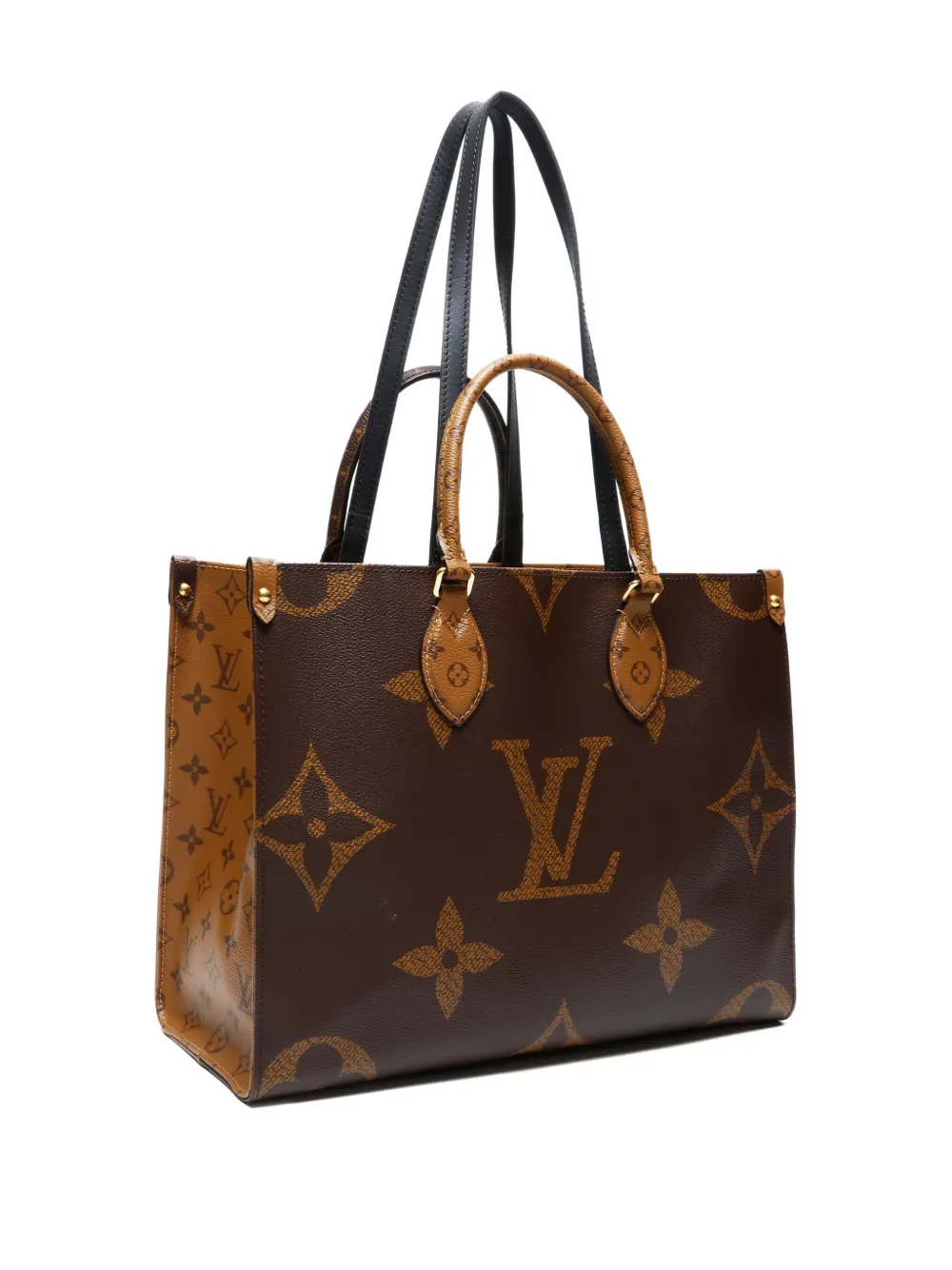 Pre-owned Louis Vuitton 2020 Giant Monogram On The Go Mm Tote Bag In Brown