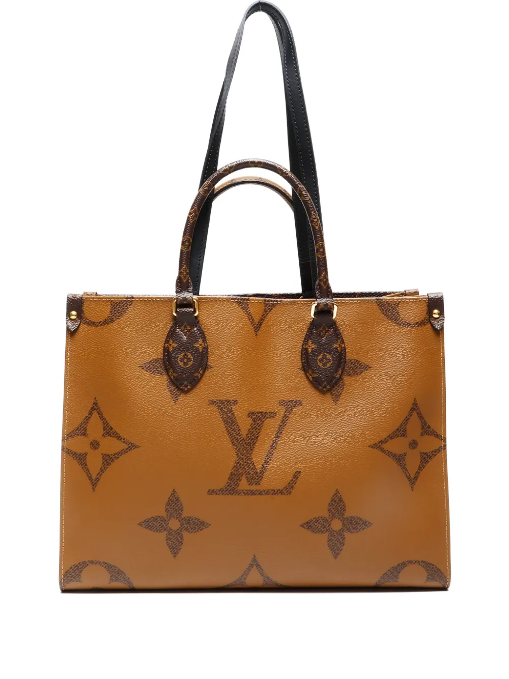 Pre-owned Louis Vuitton 2020 Giant Monogram On The Go Mm Tote Bag In Brown