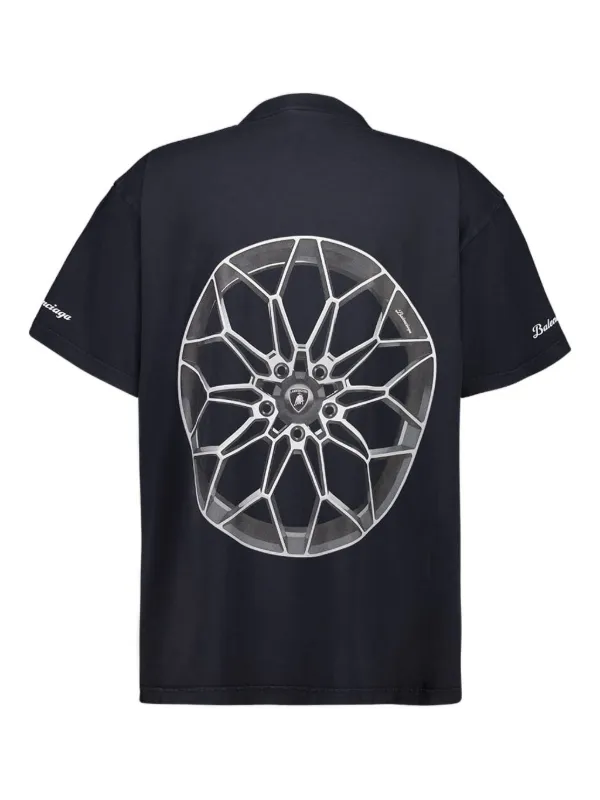 Lamborghini-print wheel-detail T-shirt