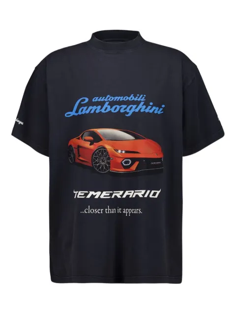 Balenciaga Lamborghini-print wheel-detail T-shirt