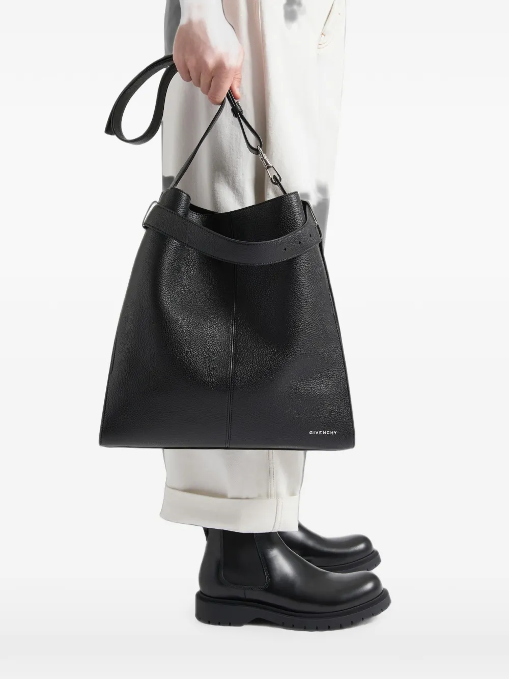 Givenchy Medium schoudertas van bewerkt leer met ceintuur Zwart