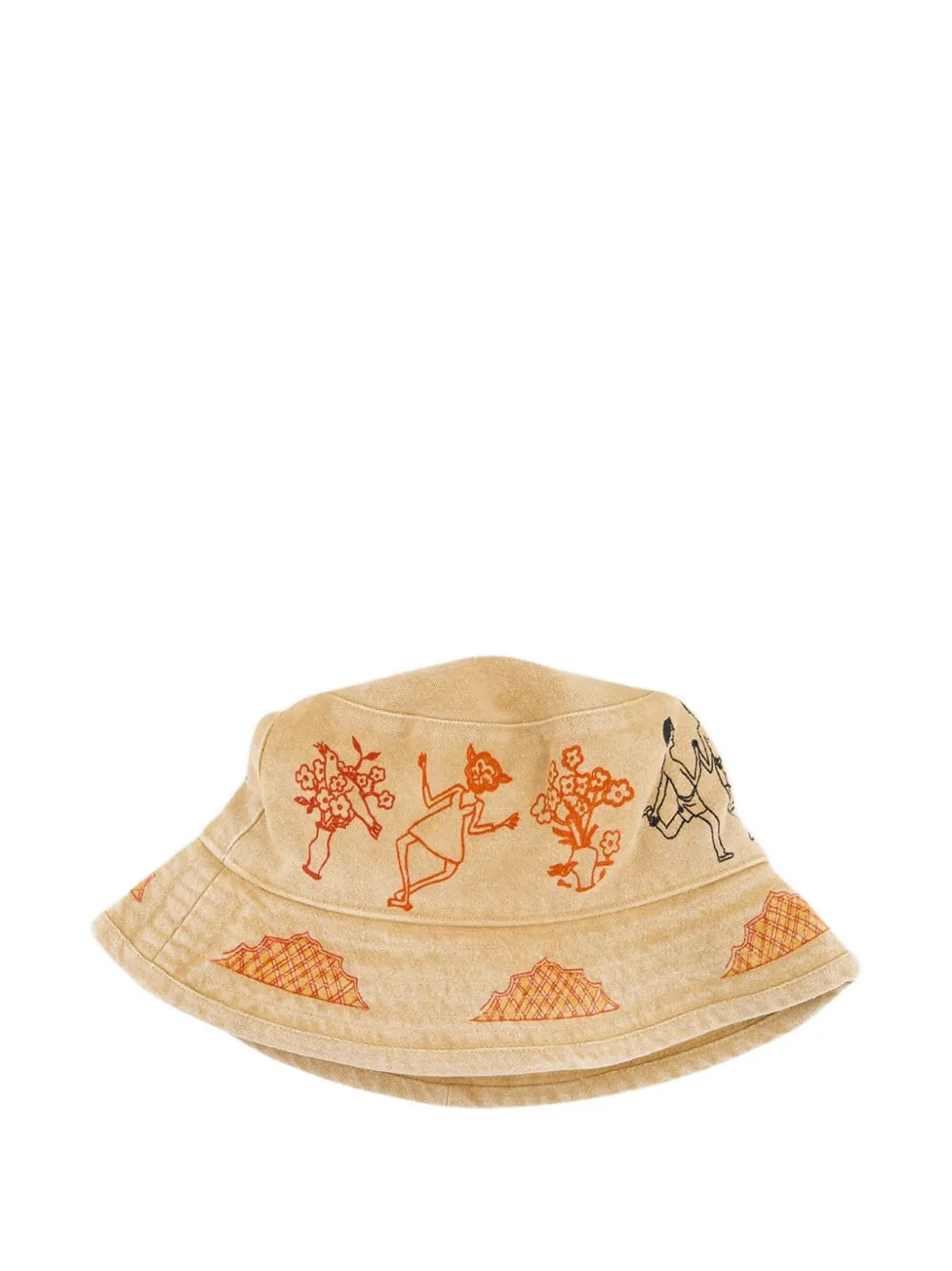 Baziszt Lavie vissershoed met print - Beige