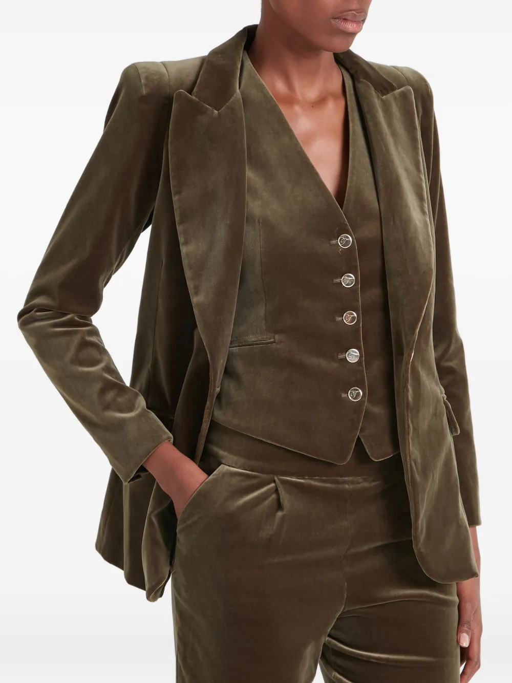 Temperley London Samtjacke Mit Einem Knopf In Brown