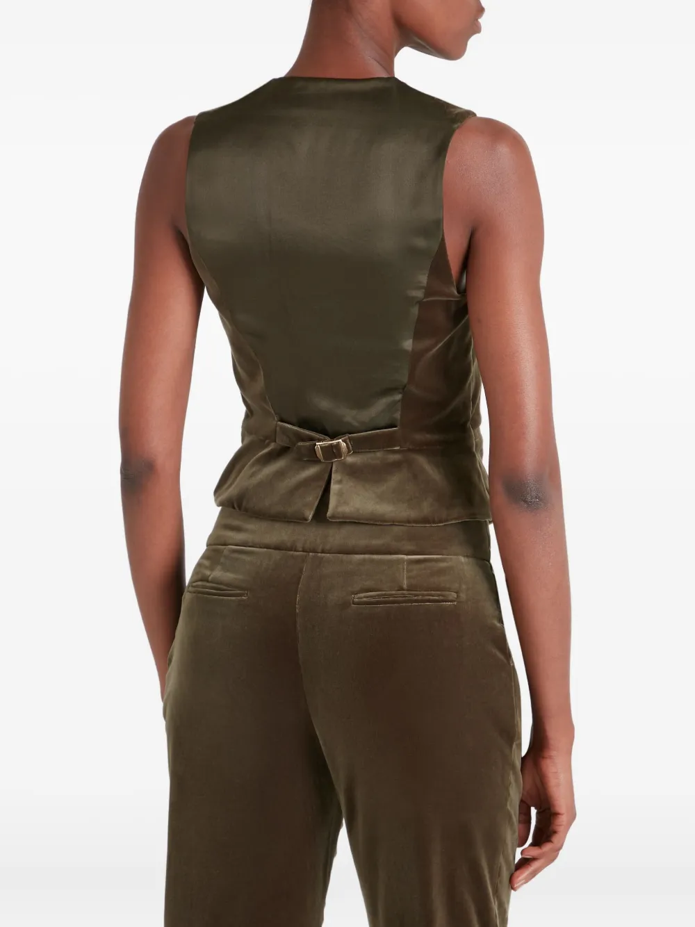 Temperley London Velvet Button Waistcoat In Green