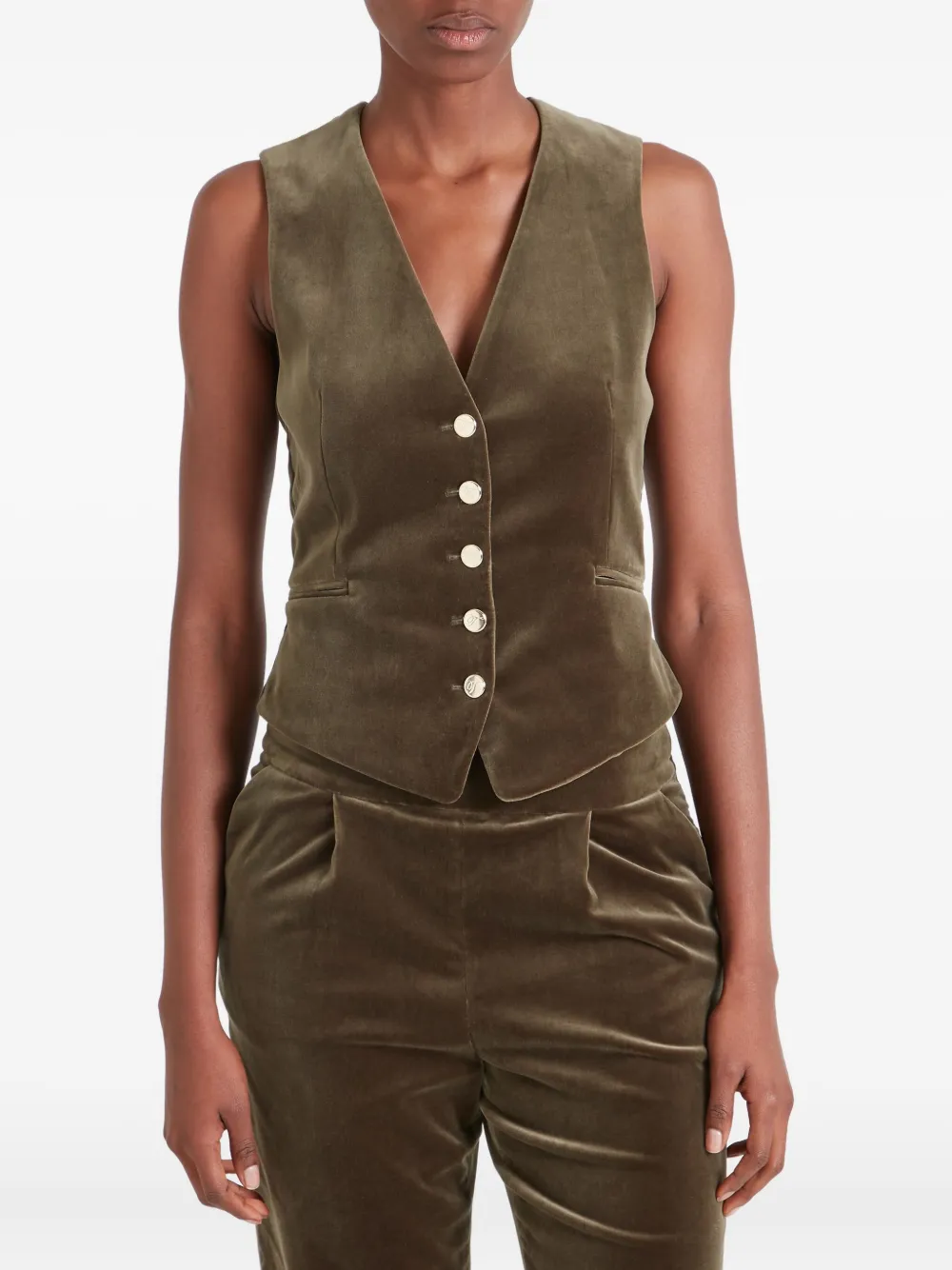 Temperley London Fluwelen gilet met knopen - Groen