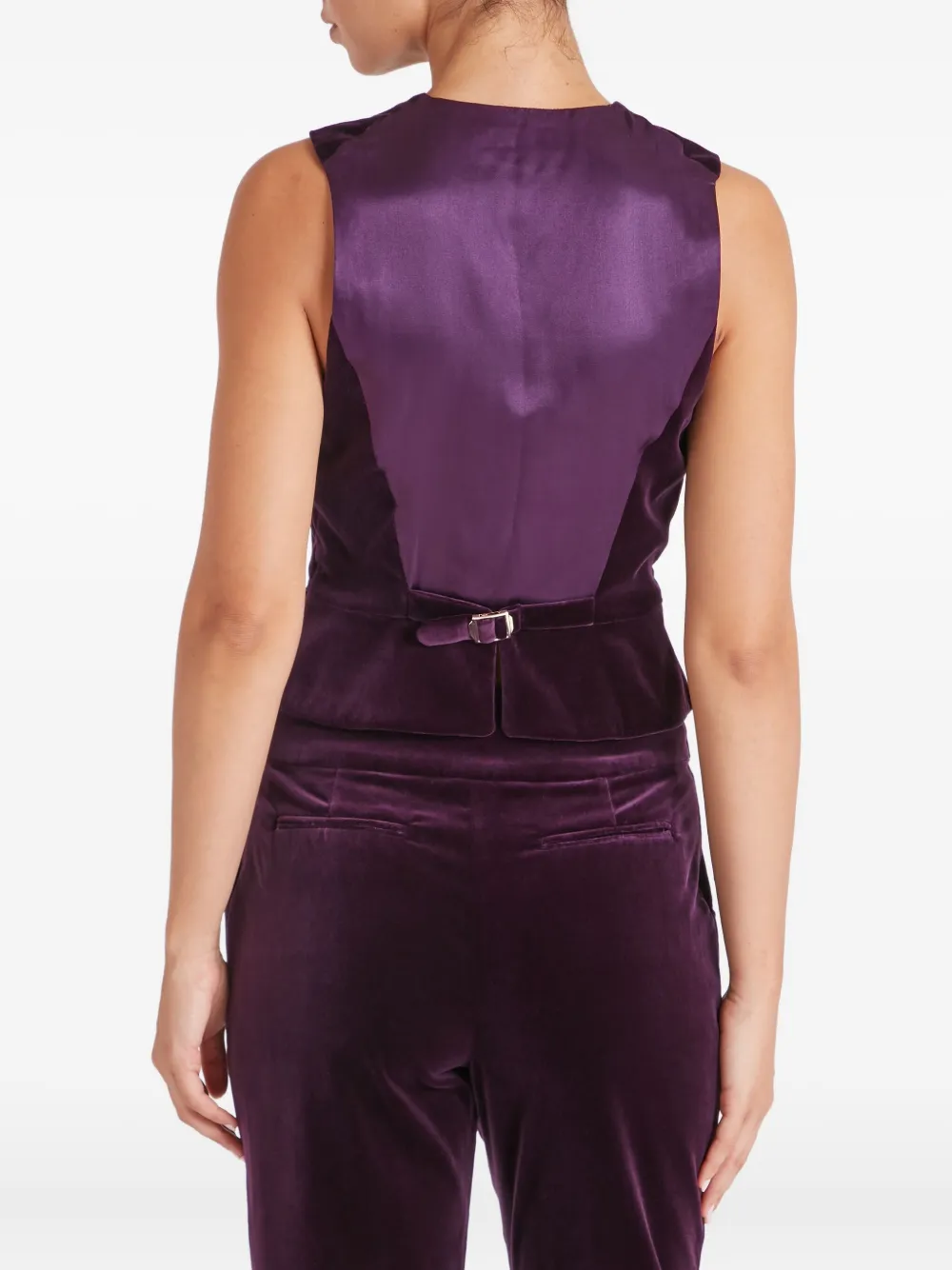 Temperley London Velvet Button Waistcoat In Purple