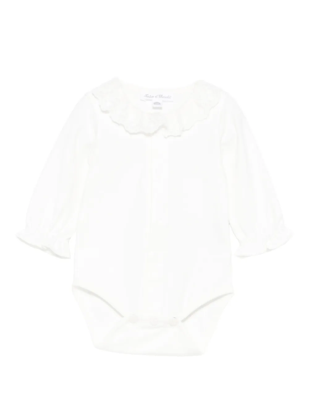 Tartine Et Chocolat Ruffled Long-sleeved Bodie In White