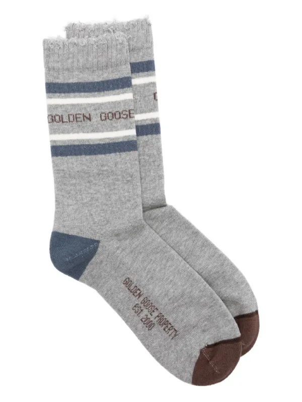 Golden Goose Ribbed Striped Socks Grey FARFETCH PH