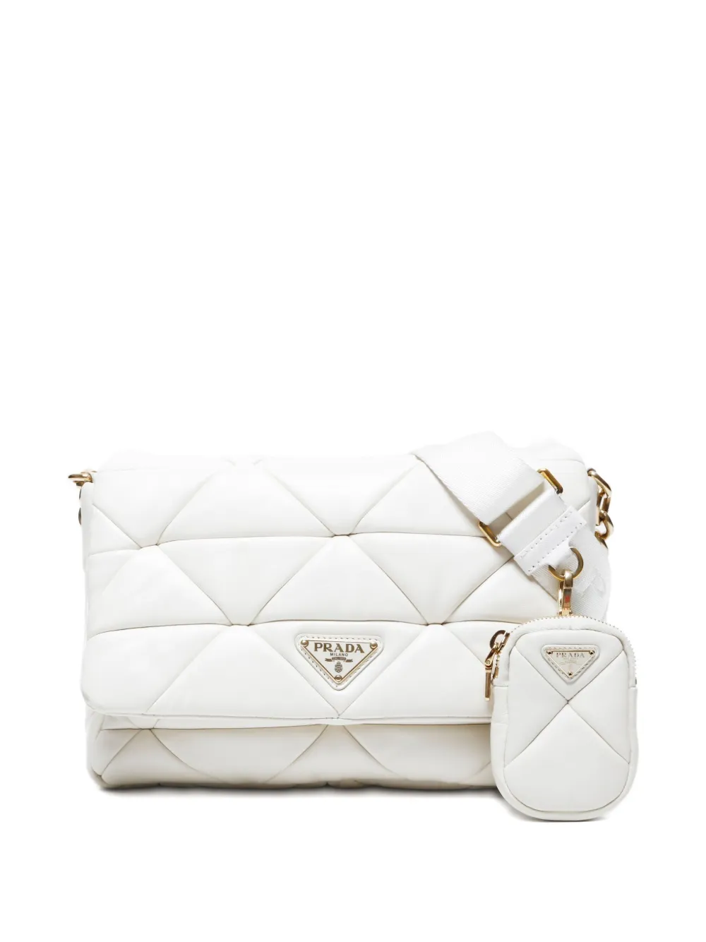 Pre-owned Prada 2010-2020s Quilted Leather Shoulderbag In White